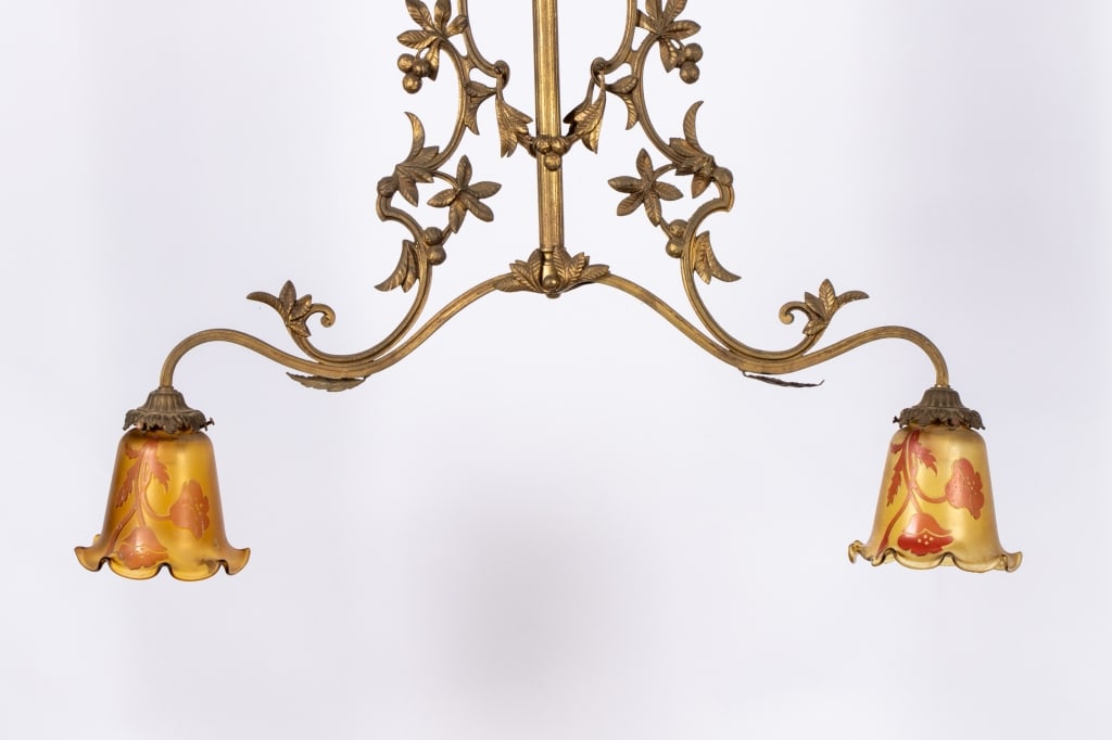 FRENCH ART NOUVEAU STYLE BRASS CHANDELIER - 2