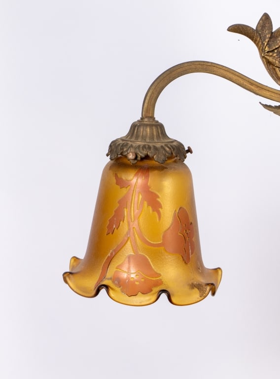 FRENCH ART NOUVEAU STYLE BRASS CHANDELIER - 6