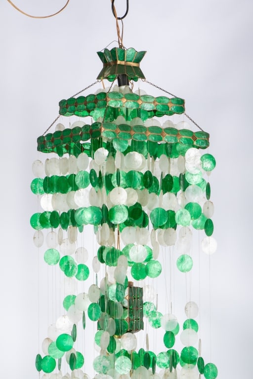 VINTAGE CAPIZ SHELL WATERFALL CHANDELIER - 3
