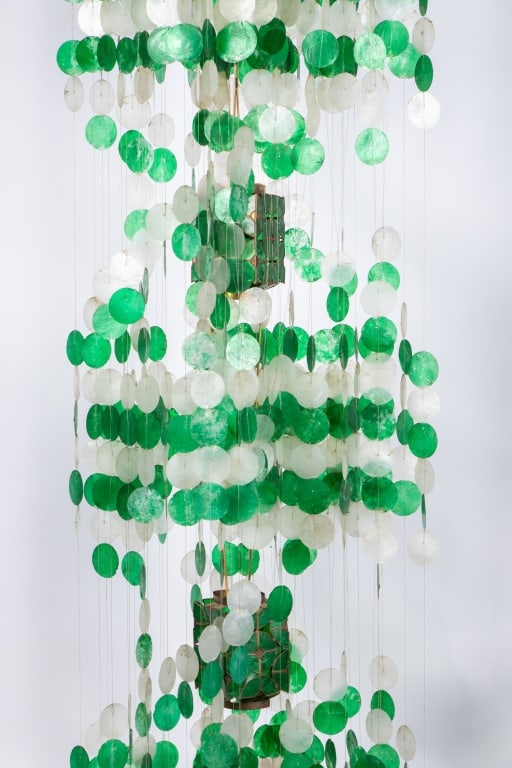 VINTAGE CAPIZ SHELL WATERFALL CHANDELIER - 4