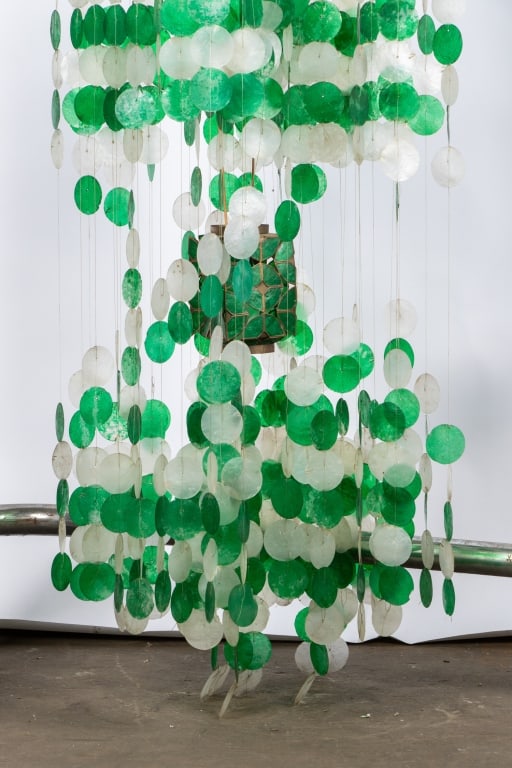 VINTAGE CAPIZ SHELL WATERFALL CHANDELIER - 5
