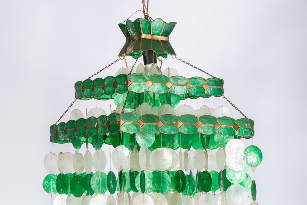 VINTAGE CAPIZ SHELL WATERFALL CHANDELIER - 7