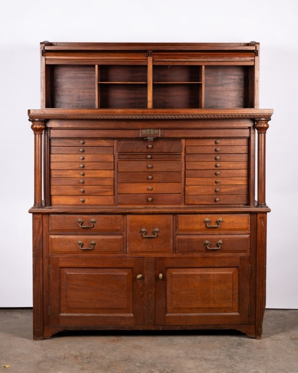 ANTIQUE MAHOGANY DENTAL CABINET - 5