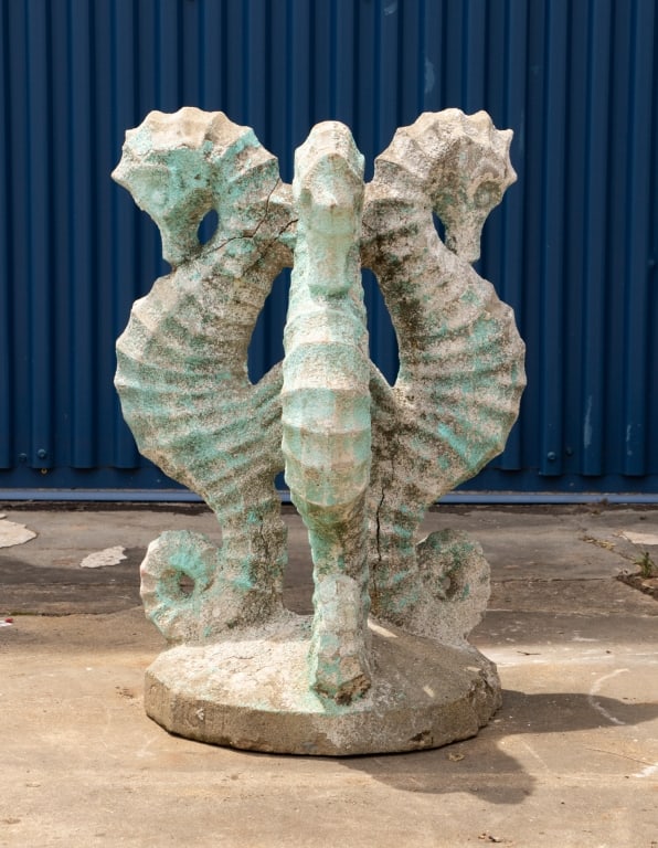 CONCRETE SEAHORSE TABLE OR BIRD BATH BASE - 7