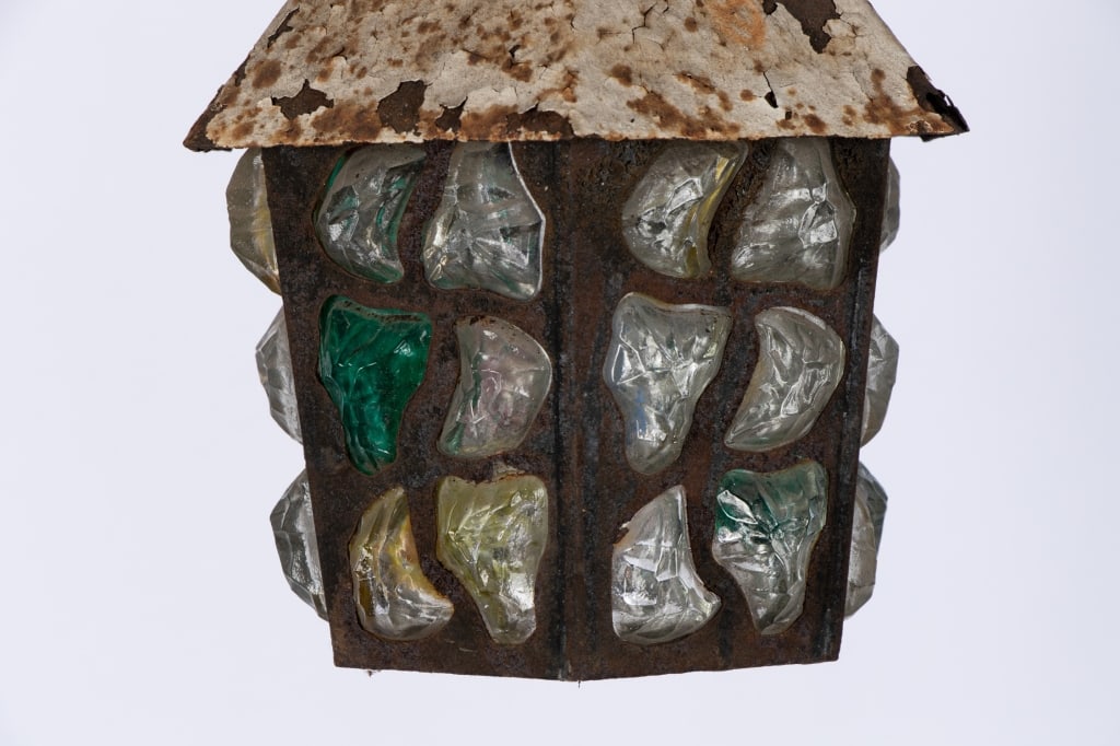 ENGLISH ARTS & CRAFTS STYLE STAINED GLASS LANTERN - 2