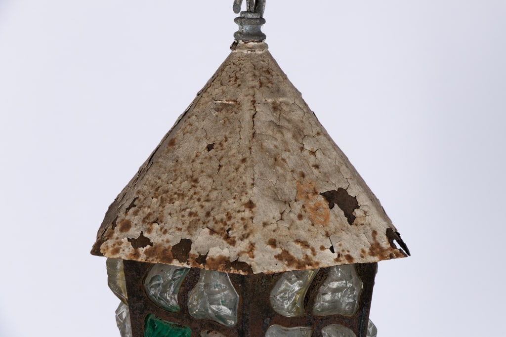 ENGLISH ARTS & CRAFTS STYLE STAINED GLASS LANTERN - 3
