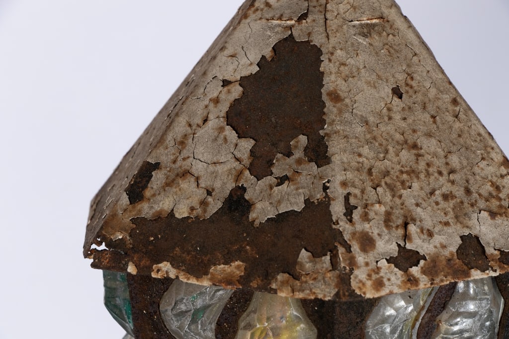 ENGLISH ARTS & CRAFTS STYLE STAINED GLASS LANTERN - 5
