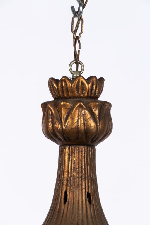 PAIR OF HOLLYWOOD REGENCY SHAG BRONZE TONE CERAMIC PENDANT LIGHTS - 2