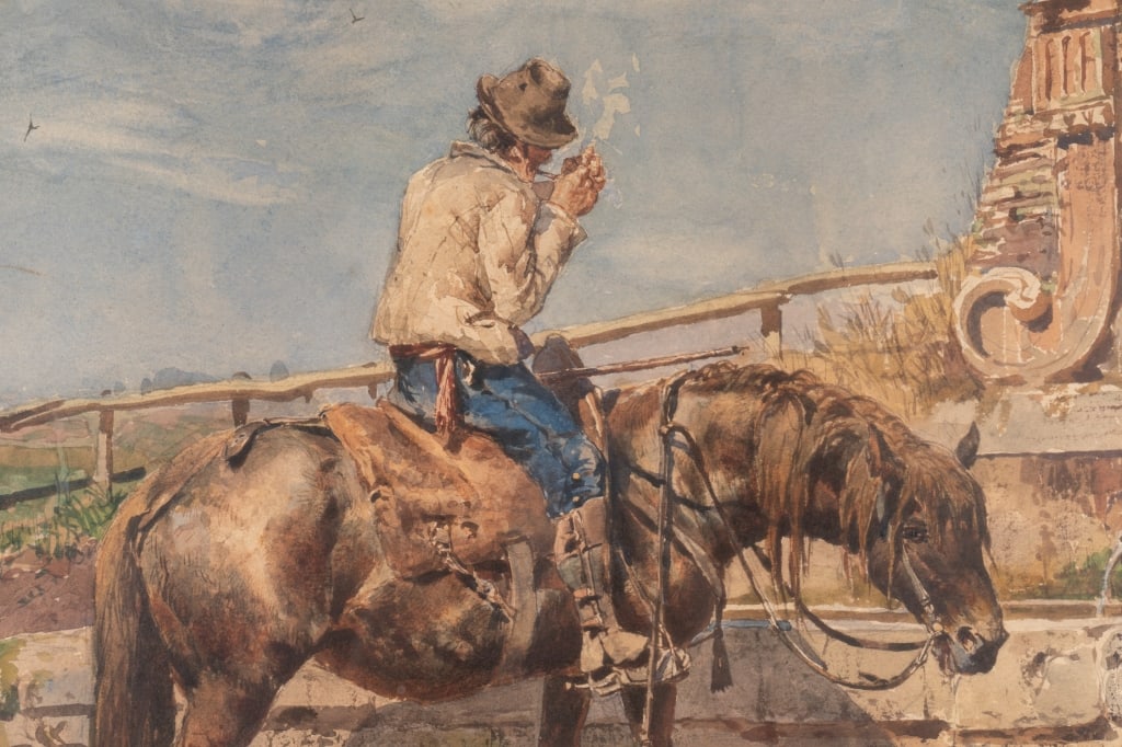 ENRICO COLEMAN, HORSEMAN, WATERCOLOR ON PAPER - 5