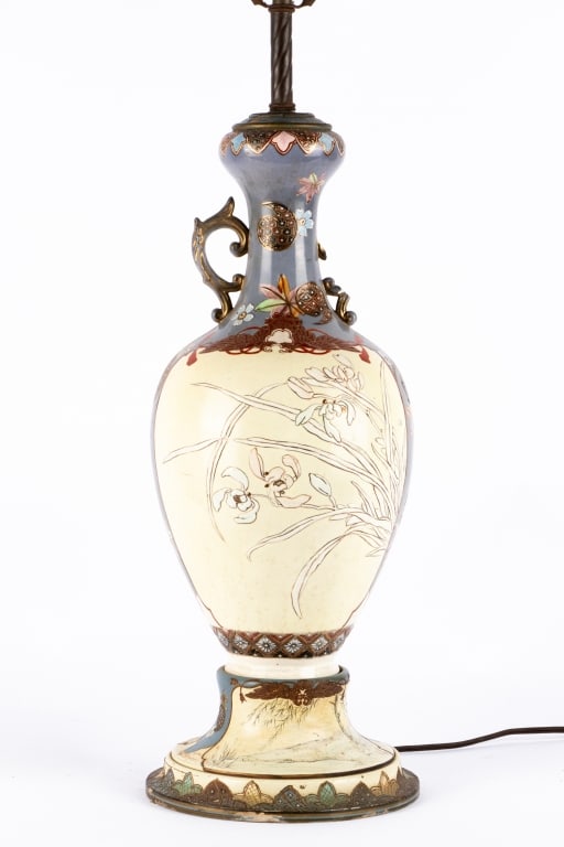 JAPANESE SATSUMA VASE MOUNTED AS LAMP - 2