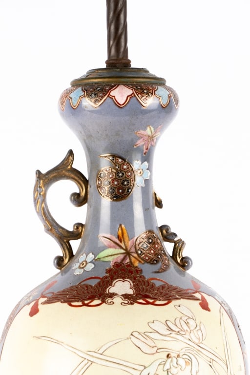 JAPANESE SATSUMA VASE MOUNTED AS LAMP - 3