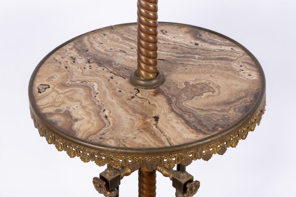 VICTORIAN TORCHERE WITH MARBLE SHELF - 4