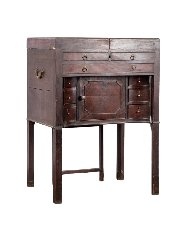 EDWARDIAN STYLE OAK METAMORPHIC COCKTAIL CABINET: Edwardian style oak metamorphic cocktail cabinet. Approximate dimensions: h. 35.5", w. 25", d. 19" Disclaimer: Participating bidders must have a credit card on file with LiveAuctioneers in order for