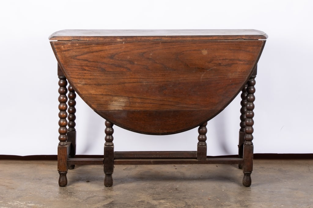 ENGLISH OAK BARLEY TWIST DROP LEAF TABLE - 2