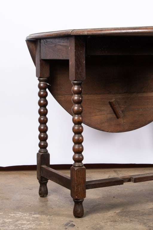 ENGLISH OAK BARLEY TWIST DROP LEAF TABLE - 4
