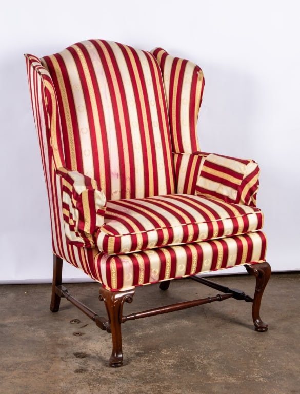NEAR PAIR, QUEEN ANNE STYLE WINGBACK ARMCHAIRS - 2