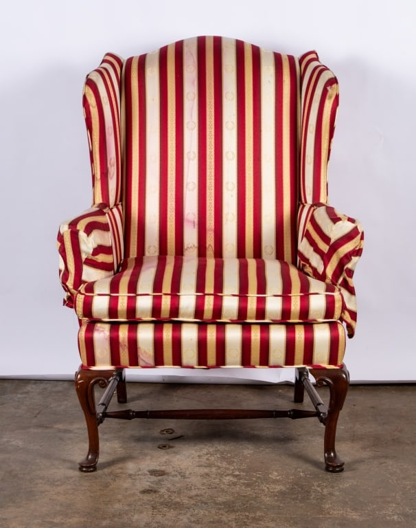 NEAR PAIR, QUEEN ANNE STYLE WINGBACK ARMCHAIRS - 3