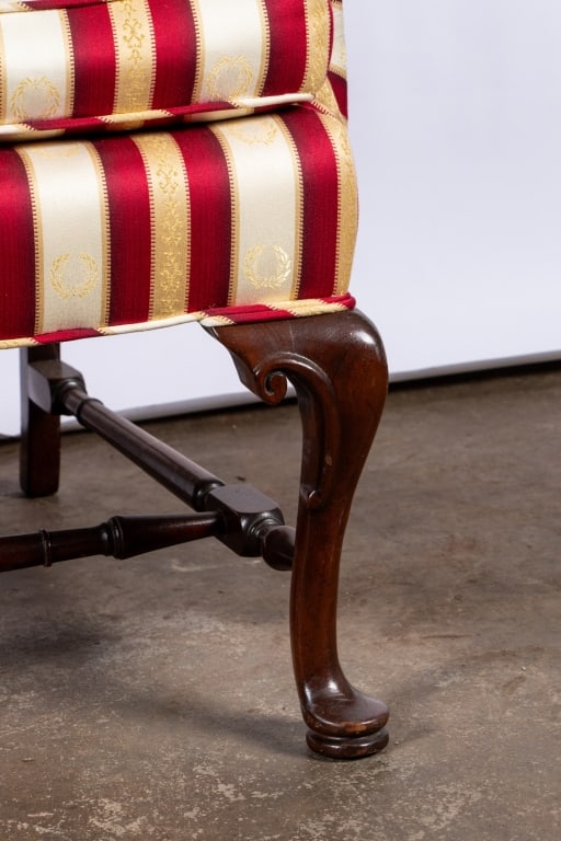 NEAR PAIR, QUEEN ANNE STYLE WINGBACK ARMCHAIRS - 6