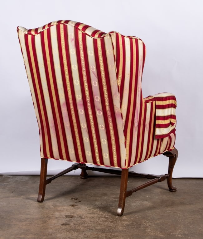 NEAR PAIR, QUEEN ANNE STYLE WINGBACK ARMCHAIRS - 7