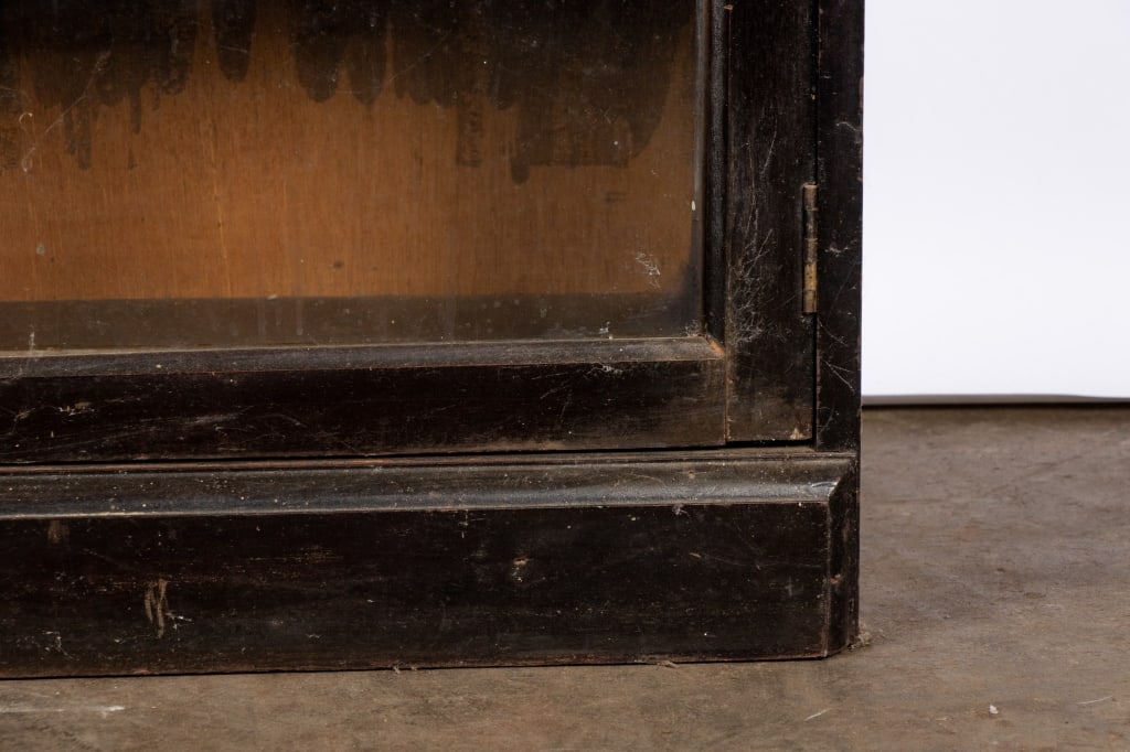 VINTAGE DARK WOOD BREAKFRONT CABINET - 3