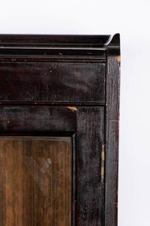 VINTAGE DARK WOOD BREAKFRONT CABINET - 5