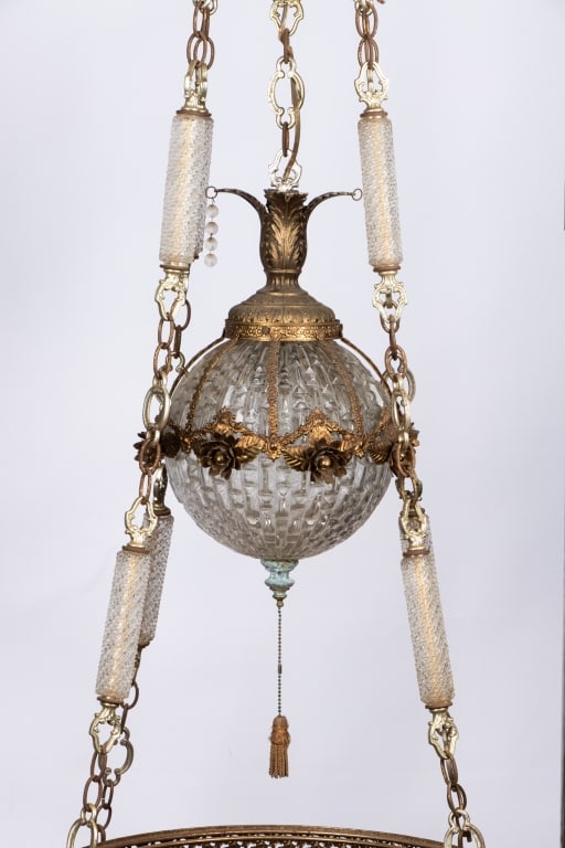 HOLLYWOOD REGENCY BRASS HANGING PENDANT LIGHT - 2