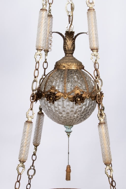 HOLLYWOOD REGENCY BRASS HANGING PENDANT LIGHT - 6