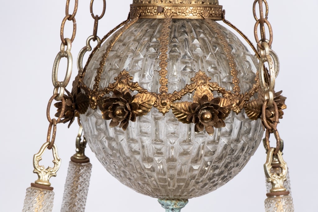 HOLLYWOOD REGENCY BRASS HANGING PENDANT LIGHT - 7