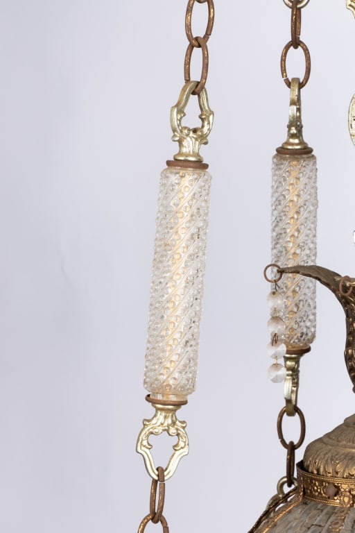 HOLLYWOOD REGENCY BRASS HANGING PENDANT LIGHT - 8