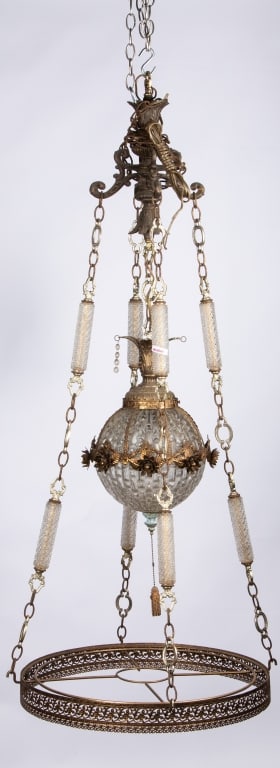 HOLLYWOOD REGENCY BRASS HANGING PENDANT LIGHT - 9