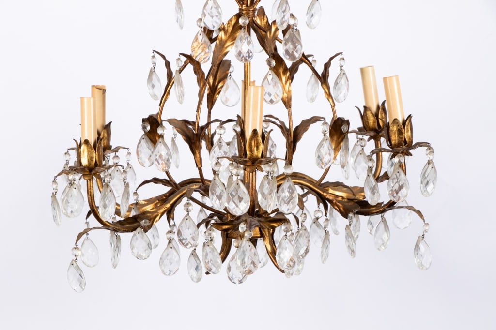 VINTAGE ITALIAN GILT TOLE CHANDELIER - 2