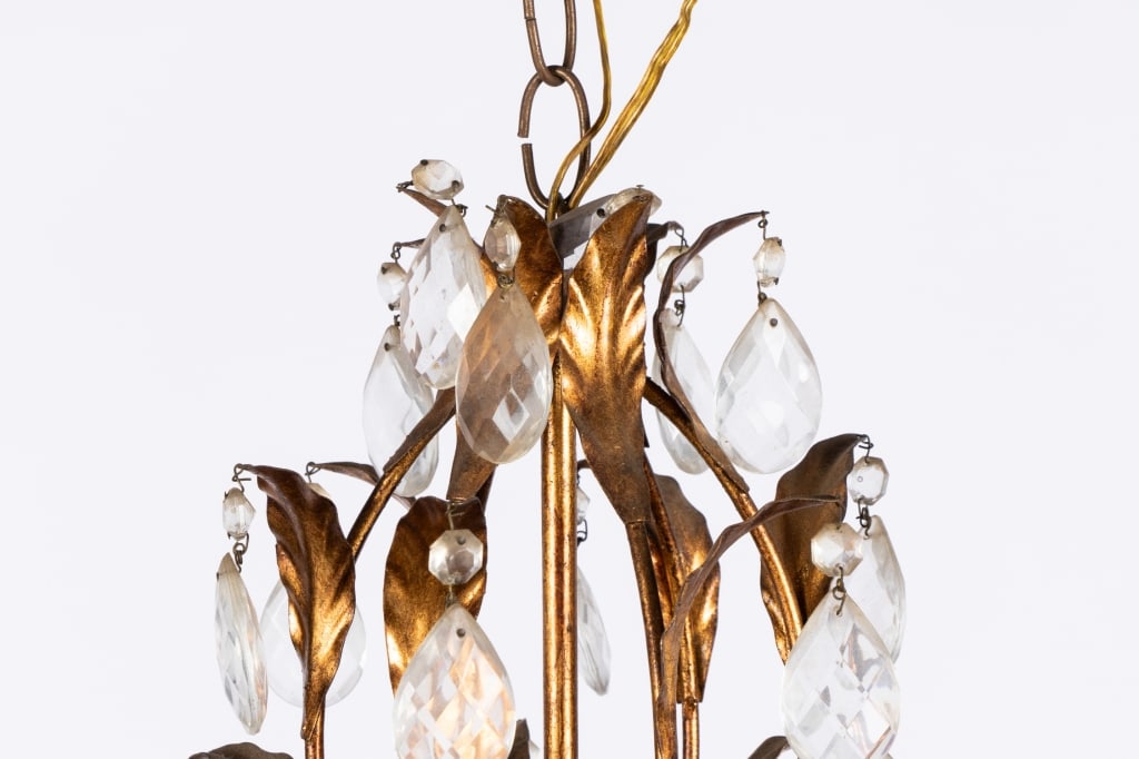 VINTAGE ITALIAN GILT TOLE CHANDELIER - 6