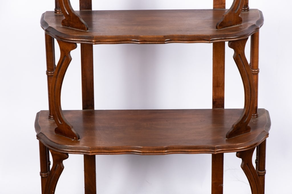 VINTAGE FIVE-TIER CARVED WALNUT ETAGERE - 4