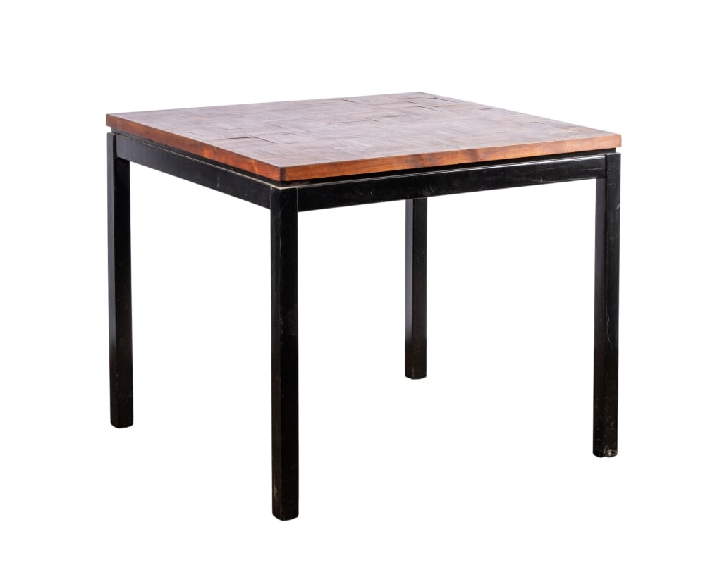 20TH CENTURY SQUARE BREAKFAST TABLE: 20th century. Square breakfast table. Approximate dimensions: h. 28", w. 32", d. 32" Disclaimer: Participating bidders must have a credit card on file with LiveAuctioneers in order for their bidding
