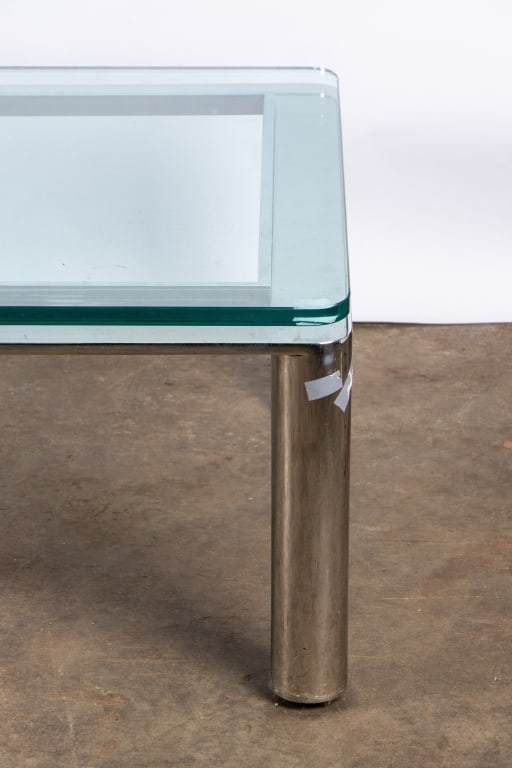 LARGE MODERN CHROME & GLASS COFFEE TABLE - 3