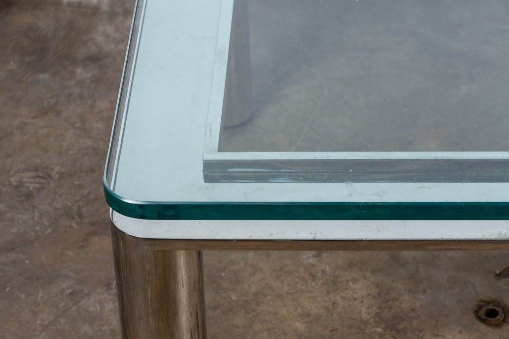 LARGE MODERN CHROME & GLASS COFFEE TABLE - 4