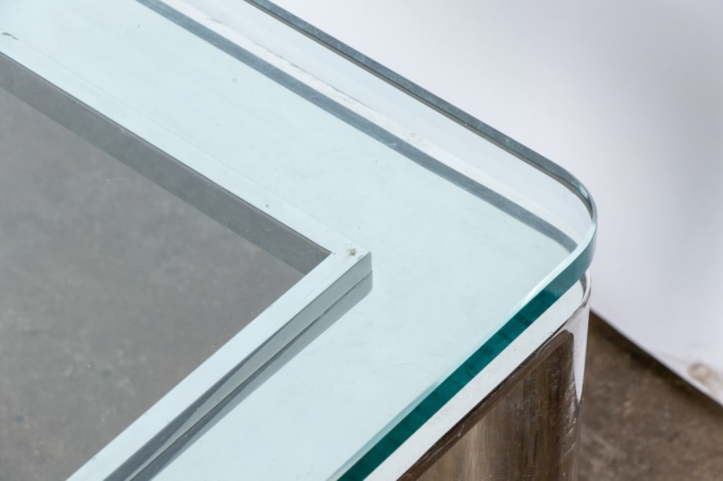 LARGE MODERN CHROME & GLASS COFFEE TABLE - 6