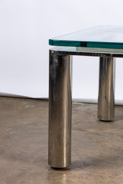LARGE MODERN CHROME & GLASS COFFEE TABLE - 7