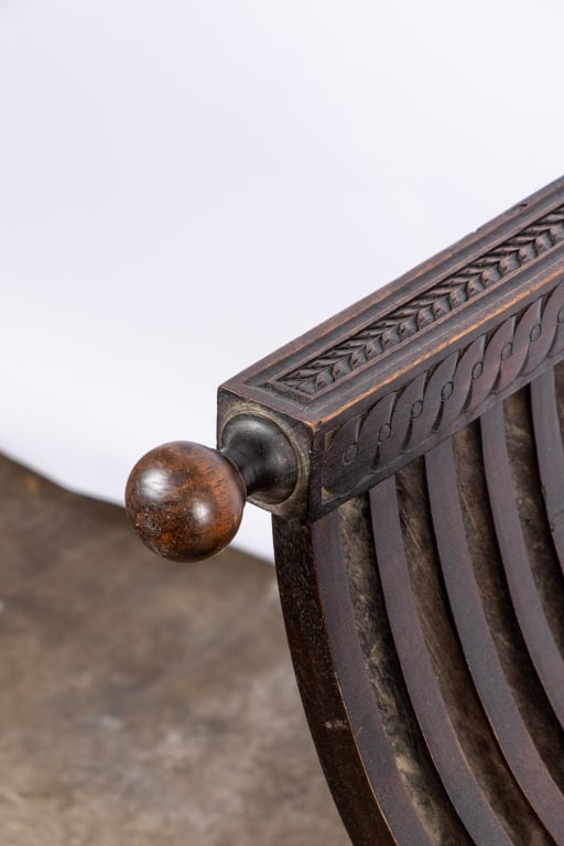 ITALIAN RENAISSANCE REVIVAL SAVONAROLA CHAIR - 4