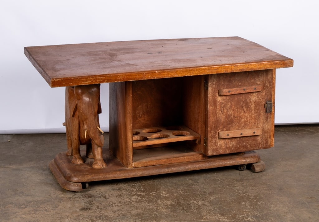 MID-CENTURY TEAK ELEPHANT COFFEE TABLE - 3