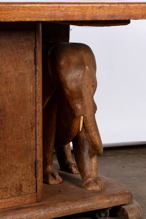 MID-CENTURY TEAK ELEPHANT COFFEE TABLE - 5