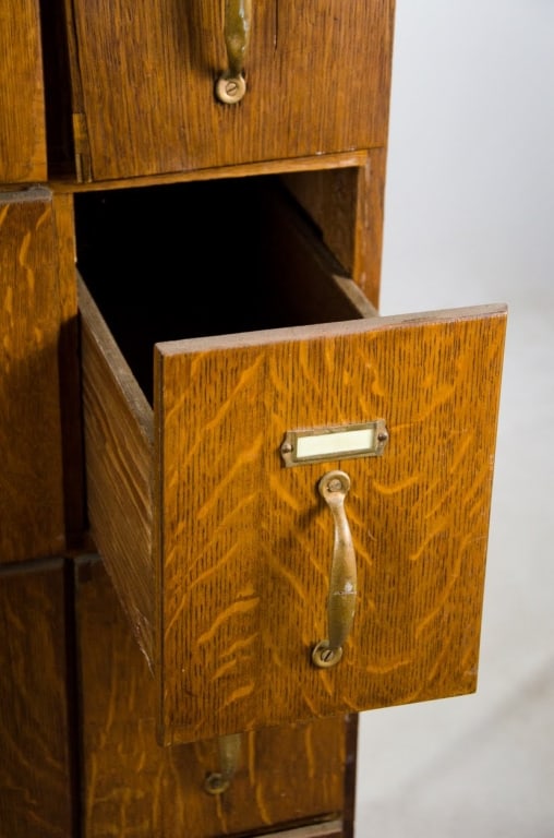 VINTAGE OAK APOTHECARY FILE CABINET - 3
