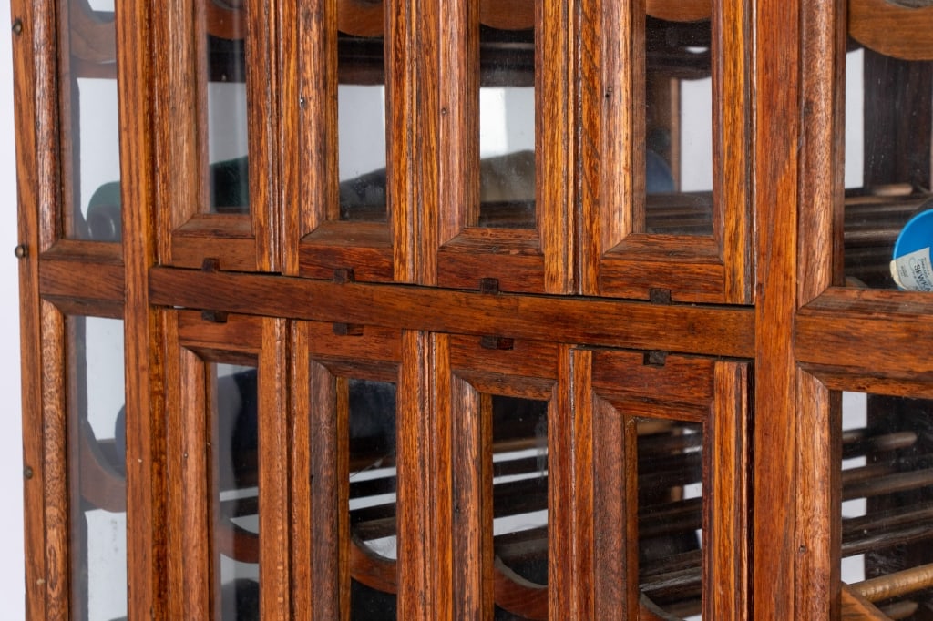 A. N. RUSSELL & SONS OAK RIBBON CABINET WITH BASE - 5