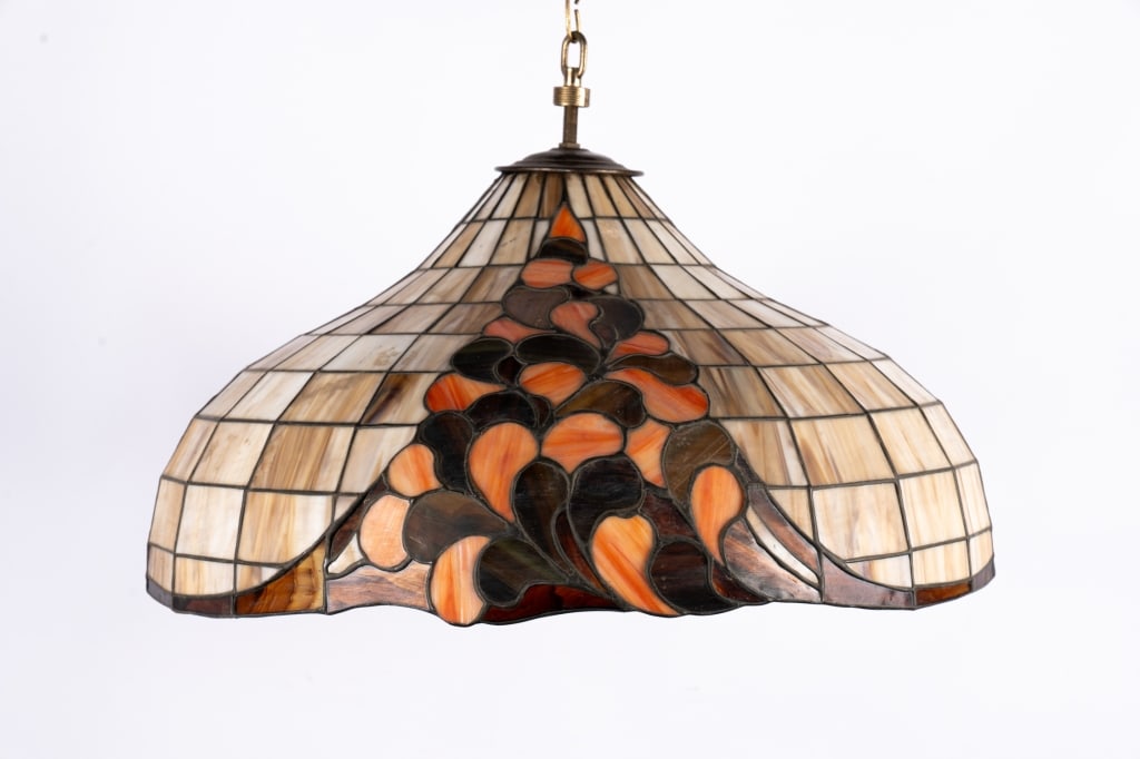TIFFANY STYLE STAINED GLASS PENDANT LIGHT - 4