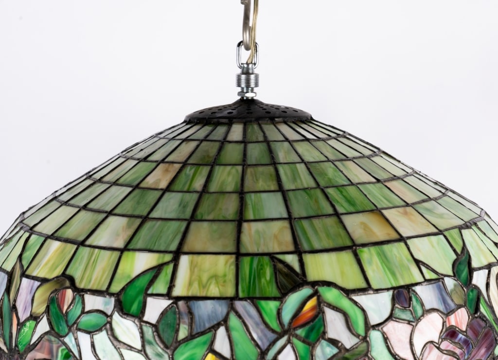 LARGE TIFFANY STYLE FLORAL PENDANT LIGHT - 2