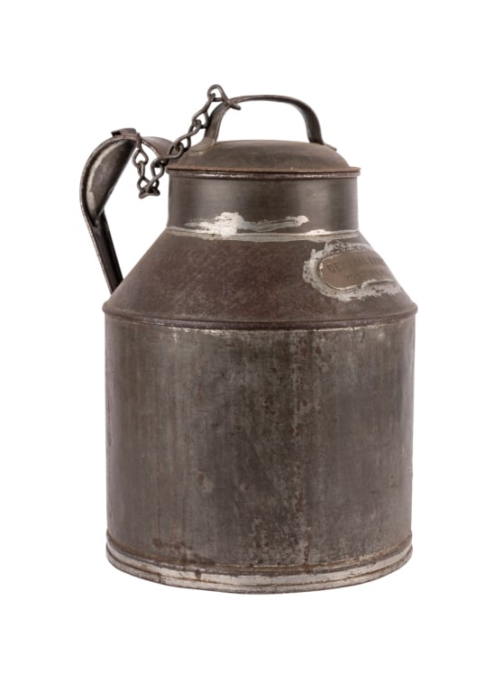 VINTAGE CENTRAL DAIRY MILK CAN: Vintage Central Dairy milk can. Marked to the side. Approximate dimensions: h. 12", dia. 8.75" Disclaimer: Participating bidders must have a credit card on file with LiveAuctioneers in order for