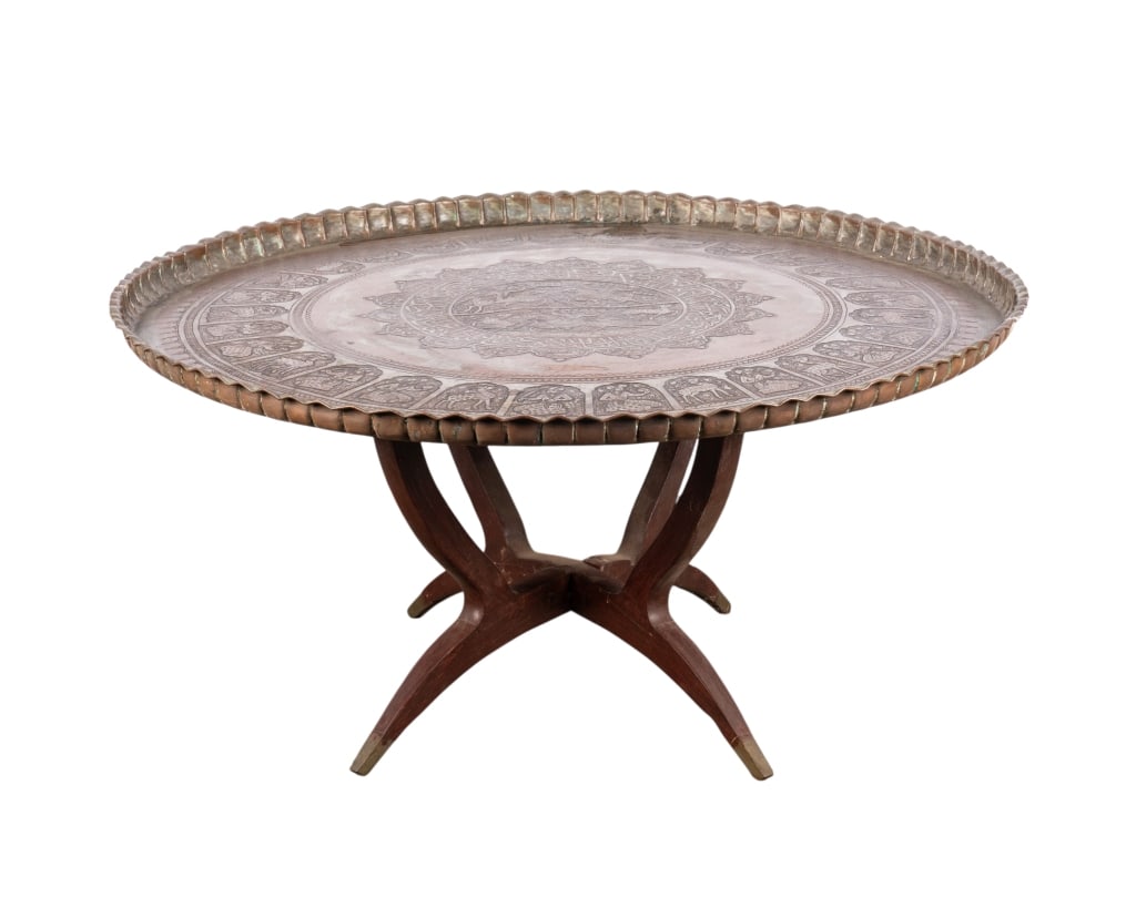 MID-CENTURY ROUND BRASS TRAY TOP TABLE (1 of 6)