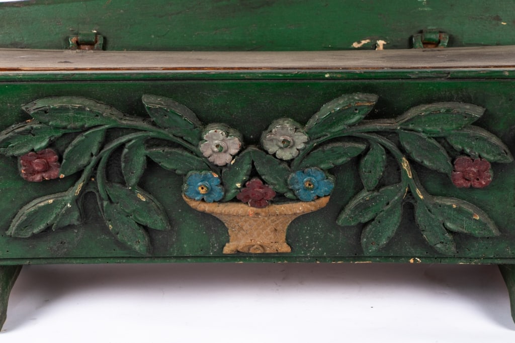 FOLK ART HAND-PAINTED CASSAPANCA BENCH - 3