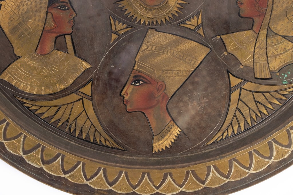VINTAGE EGYPTIAN STYLE BRASS PLATTER - 5