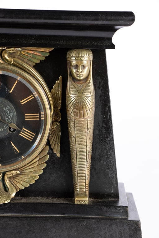 20TH C. EGYPTIAN REVIVAL MANTLE CLOCK - 4